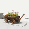 Carrito de Madera con 4 Ruedas y Mango Jardinera Exterior con Orificio de Drenaje 115x40x54,5 cm Carbonizado - Ogal.Es
