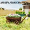 Carrito de Madera con 4 Ruedas y Mango Jardinera Exterior con Orificio de Drenaje 115x40x54,5 cm Carbonizado - Ogal.Es