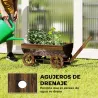 Carrito de Madera con 4 Ruedas y Mango Jardinera Exterior con Orificio de Drenaje 115x40x54,5 cm Carbonizado - Ogal.Es