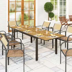 Mesa de Comedor Exterior Extensible de 160-240 cm para 6-8 Personas Mesa de Jardín Rectangular para Terraza Marrón - Ogal.Es