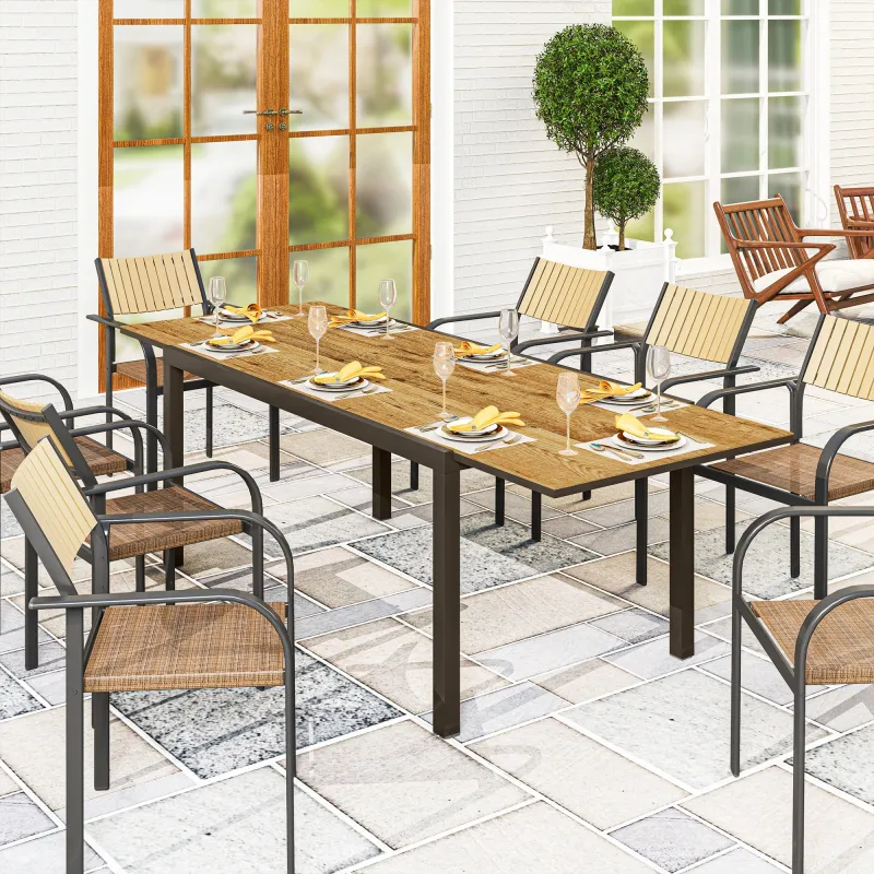 Mesa de Comedor Exterior Extensible de 160-240 cm para 6-8 Personas Mesa de Jardín Rectangular para Terraza Marrón - Ogal.Es
