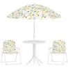 Conjunto de Mesa y Sillas Infantil de Jardín 4 Piezas Sillas Plegables Sombrilla Ajustable Diseño de Elefantes B... - Ogal.Es