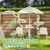 Conjunto de Mesa y Sillas Infantil de Jardín 4 Piezas Sillas Plegables Sombrilla Ajustable Diseño de Elefantes B... - Ogal.Es