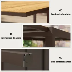 Mesa de Comedor Exterior Extensible de 160-240 cm para 6-8 Personas Mesa de Jardín Rectangular para Terraza Marrón - Ogal.Es