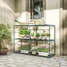 Soporte para Plantas de 3 Niveles Estantería para Plantas de Acero para Interior y Exterior 143x48x100 cm Verde - Ogal.Es