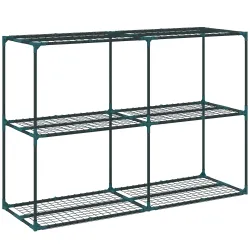Soporte para Plantas de 3 Niveles Estantería para Plantas de Acero para Interior y Exterior 143x48x100 cm Verde - Ogal.Es