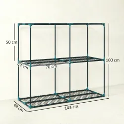 Soporte para Plantas de 3 Niveles Estantería para Plantas de Acero para Interior y Exterior 143x48x100 cm Verde - Ogal.Es