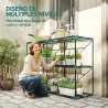 Soporte para Plantas de 3 Niveles Estantería para Plantas de Acero para Interior y Exterior 143x48x100 cm Verde - Ogal.Es