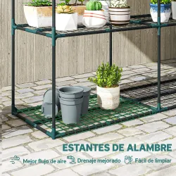 Soporte para Plantas de 3 Niveles Estantería para Plantas de Acero para Interior y Exterior 143x48x100 cm Verde - Ogal.Es