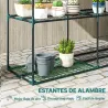 Soporte para Plantas de 3 Niveles Estantería para Plantas de Acero para Interior y Exterior 143x48x100 cm Verde - Ogal.Es