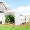 Invernadero de Túnel 6x3x2 m con 3 Puertas Enrollables 4 Ventanas de Malla y Estructura de Acero Galvanizado Blanco - Ogal.Es