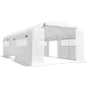 Invernadero de Túnel 6x3x2 m con 3 Puertas Enrollables 4 Ventanas de Malla y Estructura de Acero Galvanizado Blanco - Ogal.Es
