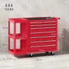 Carro de Herramientas con 7 Cajones Estantería de 3 Niveles Desmontable Sistema de Cierre Central Asa Rojo - Ogal.Es
