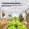 Invernadero de Túnel 6x3x2 m con 3 Puertas Enrollables 4 Ventanas de Malla y Estructura de Acero Galvanizado Blanco - Ogal.Es