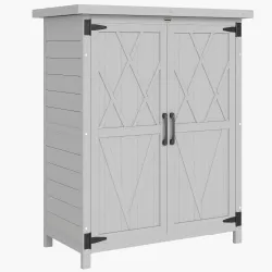 Caseta de Jardín de Madera 75x40x90 cm Armario para Almacenaje de Herramientas con 4 Estantes 2 Puertas Gris - Ogal.Es