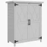 Caseta de Jardín de Madera 75x40x90 cm Armario para Almacenaje de Herramientas con 4 Estantes 2 Puertas Gris - Ogal.Es