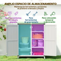 Caseta de Jardín de Madera 75x40x90 cm Armario para Almacenaje de Herramientas con 4 Estantes 2 Puertas Gris - Ogal.Es