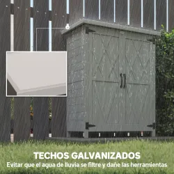 Caseta de Jardín de Madera 75x40x90 cm Armario para Almacenaje de Herramientas con 4 Estantes 2 Puertas Gris - Ogal.Es