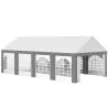 Carpa para Fiesta 4x8 m Carpa de Jardín con Paredes Extraíbles Puertas y Ventanas Anti-UV para Boda Camping Gris - Ogal.Es