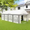 Carpa para Fiesta 4x8 m Carpa de Jardín con Paredes Extraíbles Puertas y Ventanas Anti-UV para Boda Camping Gris - Ogal.Es