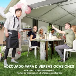 Carpa para Fiesta 4x8 m Carpa de Jardín con Paredes Extraíbles Puertas y Ventanas Anti-UV para Boda Camping Gris - Ogal.Es