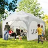 Carpa Plegable 6x3 m Pop-up con 6 Laterales Desmontables Altura Ajustable y Bolsa de Transporte Gris Claro - Ogal.Es