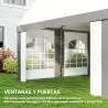 Carpa para Fiesta 4x8 m Carpa de Jardín con Paredes Extraíbles Puertas y Ventanas Anti-UV para Boda Camping Gris - Ogal.Es
