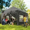 Carpa Plegable 6x3 m Pop-up con 6 Laterales Desmontables Altura Ajustable y Bolsa de Transporte Gris Oscuro - Ogal.Es