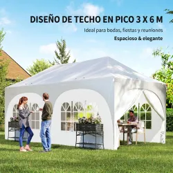 Carpa Plegable 6x3 m Pop-up con 6 Laterales Desmontables Altura Ajustable y Bolsa de Transporte Gris Claro - Ogal.Es