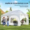 Carpa Plegable 6x3 m Pop-up con 6 Laterales Desmontables Altura Ajustable y Bolsa de Transporte Gris Claro - Ogal.Es