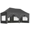 Carpa Plegable 6x3 m Pop-up con 6 Laterales Desmontables Altura Ajustable y Bolsa de Transporte Gris Oscuro - Ogal.Es