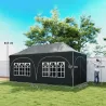 Carpa Plegable 6x3 m Pop-up con 6 Laterales Desmontables Altura Ajustable y Bolsa de Transporte Gris Oscuro - Ogal.Es