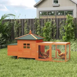 Gallinero de Madera Exterior Jaula para Gallinas con Nidos Corral Bandeja Extraíble Tapa Abatible 196x76x97 cm N... - Ogal.Es