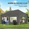 Carpa Plegable 6x3 m Pop-up con 6 Laterales Desmontables Altura Ajustable y Bolsa de Transporte Gris Oscuro - Ogal.Es