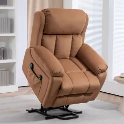 Sillón Relax Reclinable Eléctrico Levanta Personas con Masaje Vibratorio y Calor Control Remoto Reposapiés Marrón - Ogal.Es