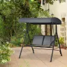 Columpio de Jardín Exterior de 2 Plazas Techo Ajustable y Marco de Acero Asientos Textilene 140x118x162 cm Gris ... - Ogal.Es