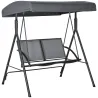 Columpio de Jardín Exterior de 2 Plazas Techo Ajustable y Marco de Acero Asientos Textilene 140x118x162 cm Gris ... - Ogal.Es