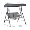 Columpio de Jardín Exterior de 2 Plazas Techo Ajustable y Marco de Acero Asientos Textilene 140x118x162 cm Gris ... - Ogal.Es