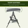 Columpio de Jardín Exterior de 2 Plazas Techo Ajustable y Marco de Acero Asientos Textilene 140x118x162 cm Gris ... - Ogal.Es