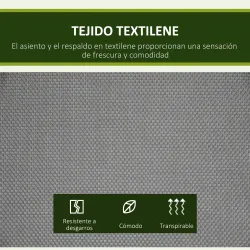 Columpio de Jardín Exterior de 2 Plazas Techo Ajustable y Marco de Acero Asientos Textilene 140x118x162 cm Gris ... - Ogal.Es
