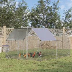 Gallinero para Exterior Grande 2,8x3,8x1,95 m Jaula de Gallinas de 2 Habitaciones Cubierta de Tela Oxford Anti-U... - Ogal.Es