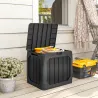 Baúl de Almacenaje Exterior de Plástico Capacidad 121L con 2 Asas y Tapa Bloqueable Impermeable 56x45x53 cm Negro - Ogal.Es