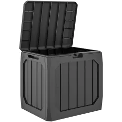 Baúl de Almacenaje Exterior de Plástico Capacidad 121L con 2 Asas y Tapa Bloqueable Impermeable 56x45x53 cm Negro - Ogal.Es