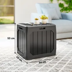 Baúl de Almacenaje Exterior de Plástico Capacidad 121L con 2 Asas y Tapa Bloqueable Impermeable 56x45x53 cm Negro - Ogal.Es