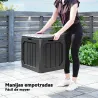 Baúl de Almacenaje Exterior de Plástico Capacidad 121L con 2 Asas y Tapa Bloqueable Impermeable 56x45x53 cm Negro - Ogal.Es