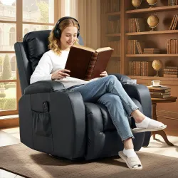 Sillón de Masaje Giratorio Sillón Relax Reclinable con 8 Puntos de Masaje Función de Calefacción 82x99x103 cm Negro - Ogal.Es