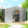 Cobertizo de Jardín Exterior 4,9 m² 277x195x192 cm con Puerta Corredera Ventilación y Kit de Fundación Gris - Ogal.Es