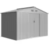 Cobertizo de Jardín Exterior 4,9 m² 277x195x192 cm con Puerta Corredera Ventilación y Kit de Fundación Gris - Ogal.Es