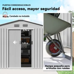 Cobertizo de Jardín Exterior 4,9 m² 277x195x192 cm con Puerta Corredera Ventilación y Kit de Fundación Gris - Ogal.Es
