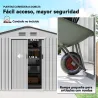 Cobertizo de Jardín Exterior 4,9 m² 277x195x192 cm con Puerta Corredera Ventilación y Kit de Fundación Gris - Ogal.Es
